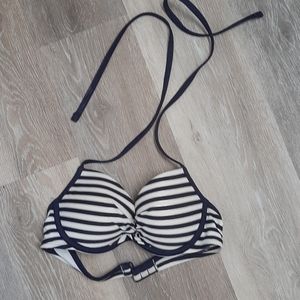 Blue striped bikini top